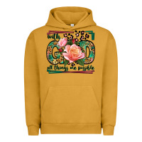 Pigment Peanut Butter With god all things are possible leopard frame Urban Hoodie - LillyAllenDesigns