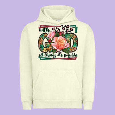 With God All Things Are Possible Leopard Frame Urban Hoodie Designed By Lillyallendesigns
