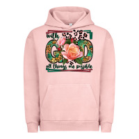 Pigment Salmon With god all things are possible leopard frame Urban Hoodie - LillyAllenDesigns
