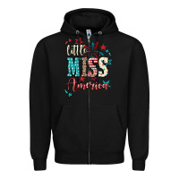 Black Little miss America 4th of july Zipper Hoodie - HowdyJamesFarm