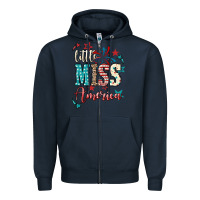 Navy Little miss America 4th of july Zipper Hoodie - HowdyJamesFarm