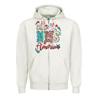 Oatmeal Heather Little miss America 4th of july Zipper Hoodie - HowdyJamesFarm