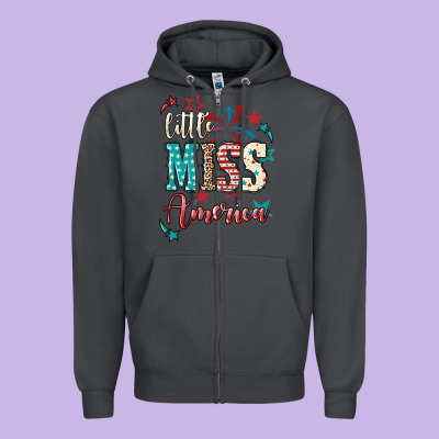 Little Miss America 4th Of July Zipper Hoodie Designed By Howdyjamesfarm