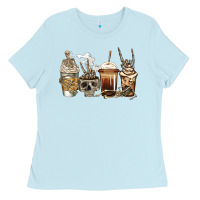 Baby Blue skeleton coffee Ladies Tee - Jasminsmagicworld