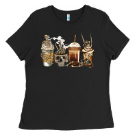Black skeleton coffee Ladies Tee - Jasminsmagicworld