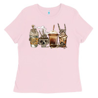 Bubblegum Pink skeleton coffee Ladies Tee - Jasminsmagicworld