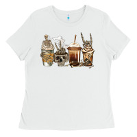 White skeleton coffee Ladies Tee - Jasminsmagicworld