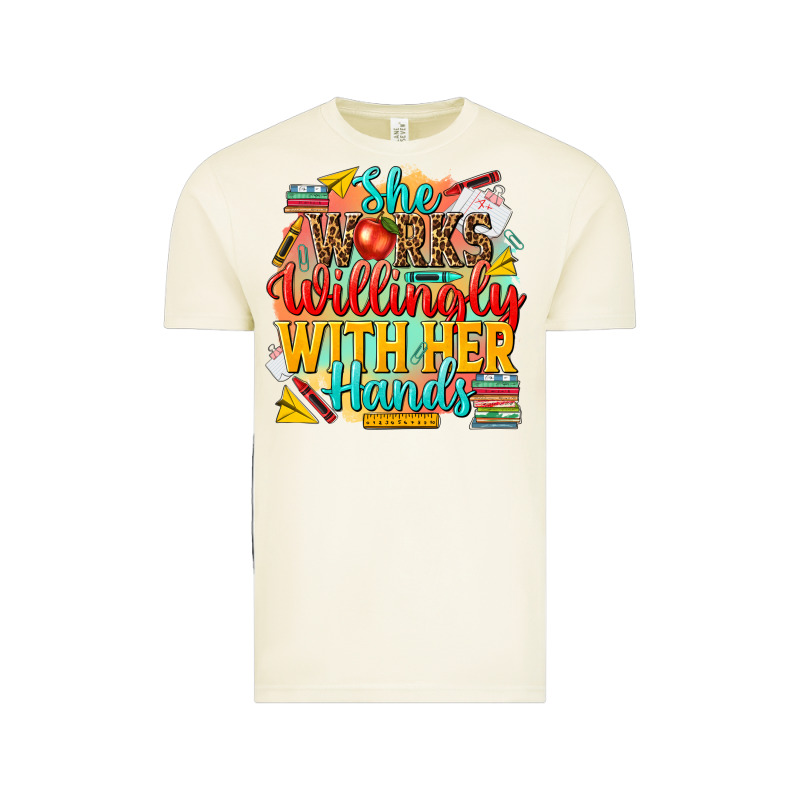 She Works Willingly With Her Hands Teacher Vintage Tee by NancyCooperArtShop | Teevron