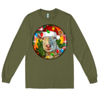 Army Green Saanen Goat Christmas Long Sleeve Tee - LillyAllenDesigns