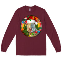 Burgundy Saanen Goat Christmas Long Sleeve Tee - LillyAllenDesigns