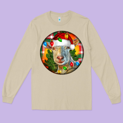 Saanen Goat Christmas Long Sleeve Tee Designed By Lillyallendesigns