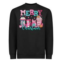 Black merry christmas pink coffee cups Heavyweight Sweatshirt - Jasminsmagicworld