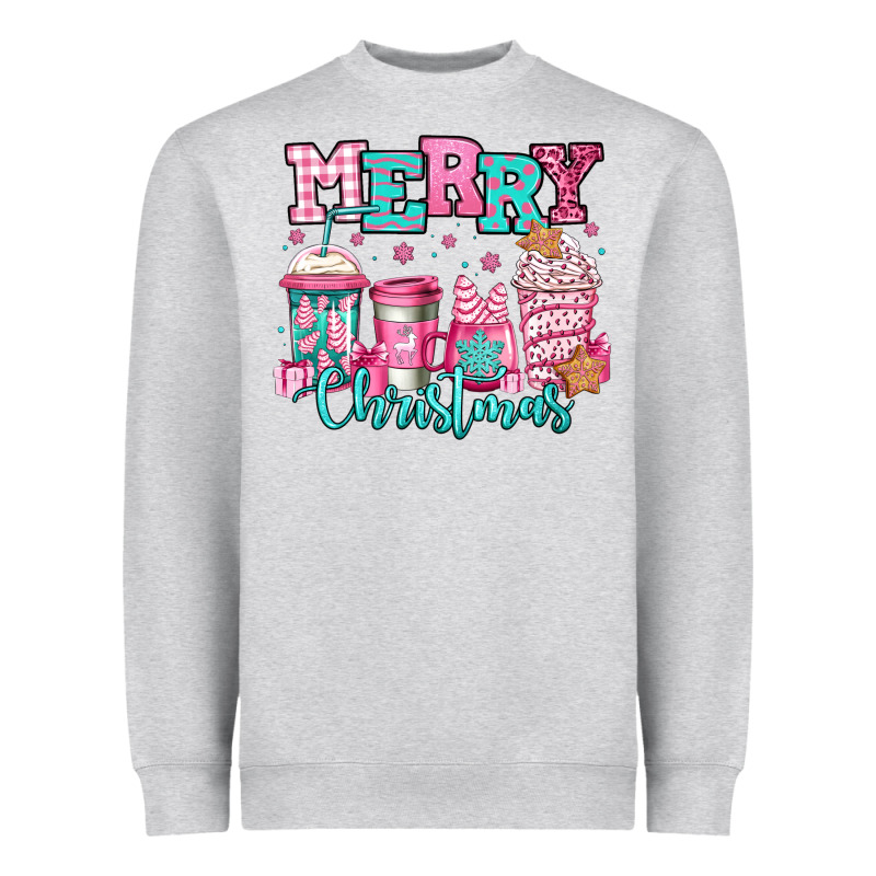 Merry Christmas Pink Coffee Cups Heavyweight Sweatshirt by Jasminsmagicworld | Teevron