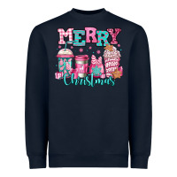 Navy merry christmas pink coffee cups Heavyweight Sweatshirt - Jasminsmagicworld