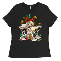 Black Christmas martini  and martini bottle Ladies Tee - AdoDesignShop