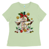 Matcha Christmas martini  and martini bottle Ladies Tee - AdoDesignShop
