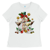 White Christmas martini  and martini bottle Ladies Tee - AdoDesignShop