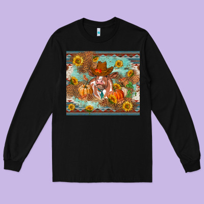 Fall Heifer Cow Long Sleeve Tee Designed By Ranaportraitstore