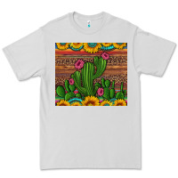 Dove Grey sunflowers turquoise serape cactus tumbler Premium Tee - Artiststas