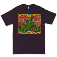 Plum sunflowers turquoise serape cactus tumbler Premium Tee - Artiststas