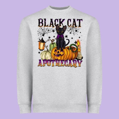 Black Cat Apothecary Heavyweight Sweatshirt Designed By Barkaloodesign