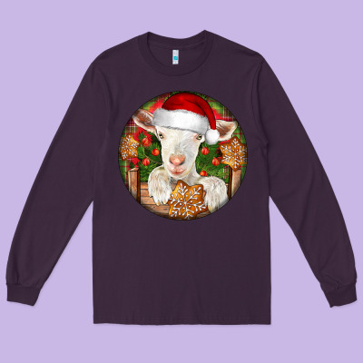 Baby Cashmere Goat Christmas Long Sleeve Tee Designed By Lillyallendesigns