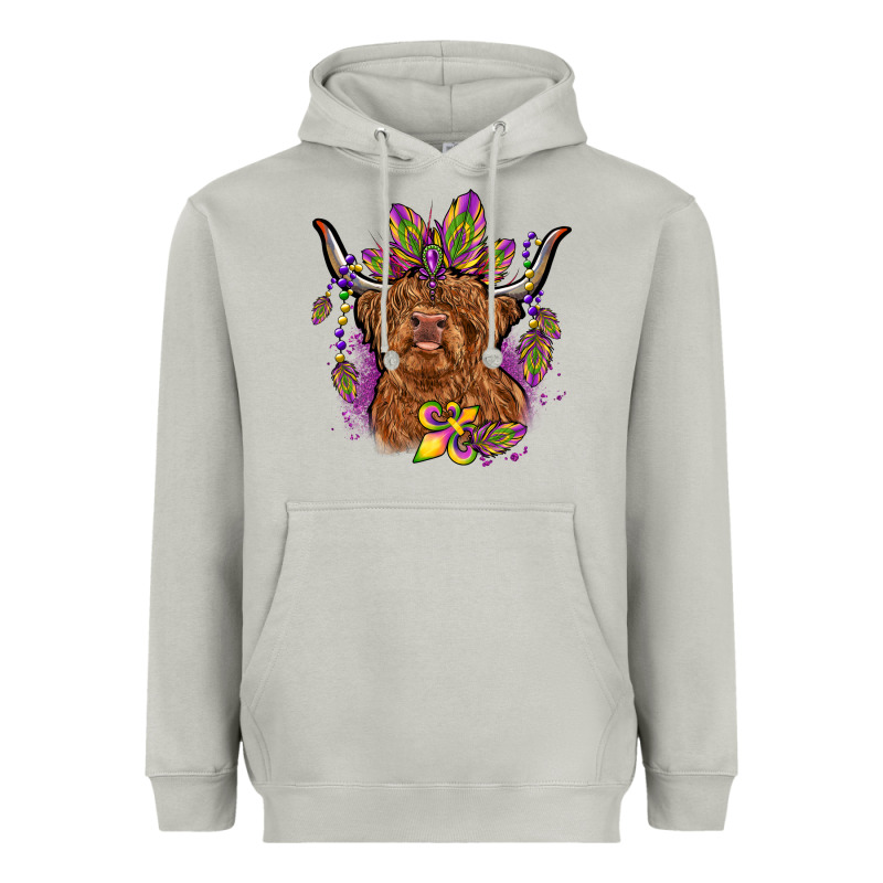 Mardi Gras Cow Heavyweight Hoodie by OliviaCreatesArt | Teevron