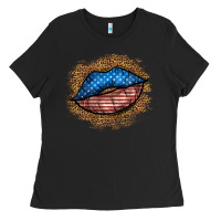 Black western 4 of july lips Ladies Tee - BundleAndBundleShop