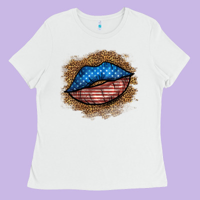 Western 4 Of July Lips Ladies Tee Designed By Bundleandbundleshop