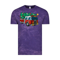 Cloud Purple christmas fire truck Vintage Tee - MaliasSmallBusiness