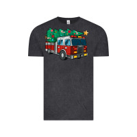 Vintage Black christmas fire truck Vintage Tee - MaliasSmallBusiness