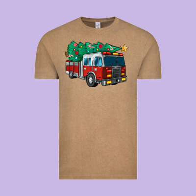Christmas Fire Truck Vintage Tee Designed By Maliassmallbusiness