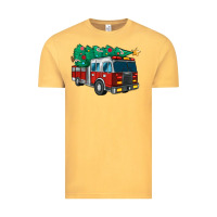Vintage Mustard christmas fire truck Vintage Tee - MaliasSmallBusiness