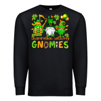 Black St. Patrick's Day shamrockin' with my gnomies Premium Sweatshirt - OliviaCreatesArt