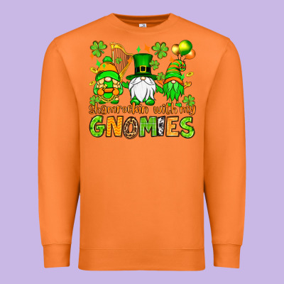 St. Patrick's Day Shamrockin' With My Gnomies Premium Sweatshirt Designed By Oliviacreatesart