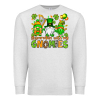 Oatmeal Heather St. Patrick's Day shamrockin' with my gnomies Premium Sweatshirt - OliviaCreatesArt
