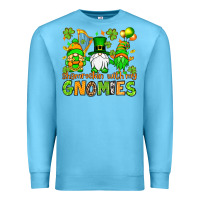 Ocean Blue St. Patrick's Day shamrockin' with my gnomies Premium Sweatshirt - OliviaCreatesArt