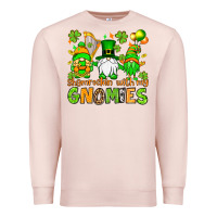 Pale Pink St. Patrick's Day shamrockin' with my gnomies Premium Sweatshirt - OliviaCreatesArt