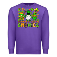 Purple St. Patrick's Day shamrockin' with my gnomies Premium Sweatshirt - OliviaCreatesArt