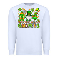 White St. Patrick's Day shamrockin' with my gnomies Premium Sweatshirt - OliviaCreatesArt