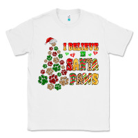 White i believe in santa paws Classic Tee - MaliasSmallBusiness