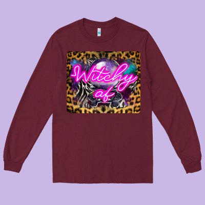 Witchy Af Crystal Ball Long Sleeve Tee Designed By Lillyallendesigns