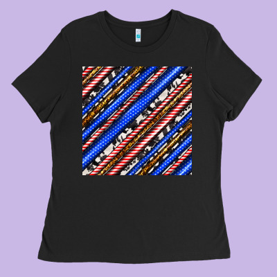 Western America Seamless Pattern Ladies Tee Designed By Bundleandbundleshop