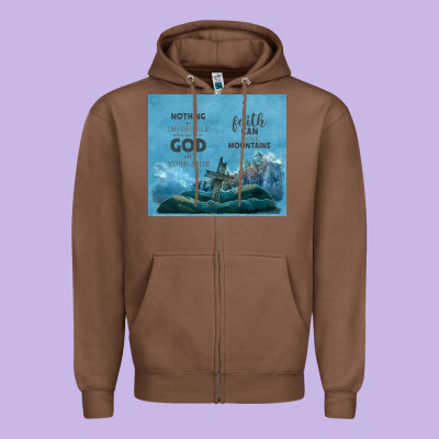 Nothing Is Impossible With Cross Zipper Hoodie Designed By Tumblerdesignbyshophia
