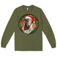 Army Green Boer Goat Christmas Long Sleeve Tee - LillyAllenDesigns