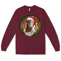 Burgundy Boer Goat Christmas Long Sleeve Tee - LillyAllenDesigns