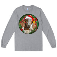Heather Grey Boer Goat Christmas Long Sleeve Tee - LillyAllenDesigns