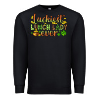 Black St. Patrick's Luckiest lunch lady ever Premium Sweatshirt - OliviaCreatesArt