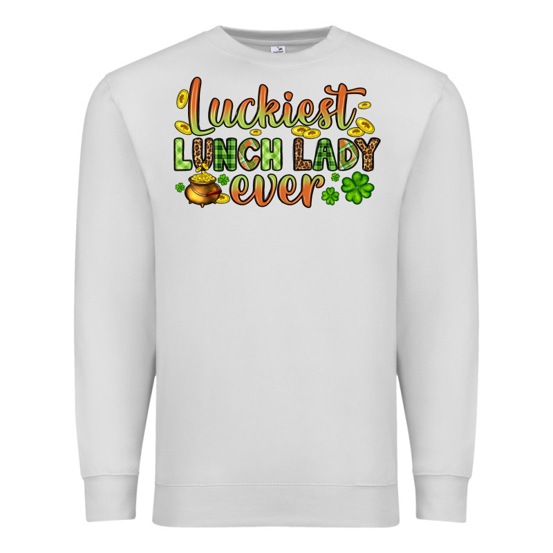 St. Patrick's Luckiest Lunch Lady Ever Premium Sweatshirt by OliviaCreatesArt | Teevron