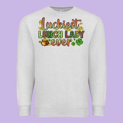 St. Patrick's Luckiest Lunch Lady Ever Premium Sweatshirt Designed By Oliviacreatesart